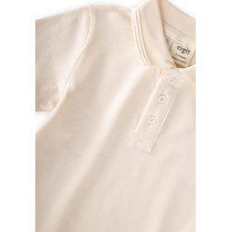تي شيرت بولو للأطفال منقوش - إيكرو (2-10 سنوات) Embossed Polo Collar T-Shirt for Kids - Ecru (2-10 Years)