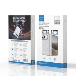 كفر بريف جارد شفاف ماج سيف وقابل للطي لهاتف أيفون ديو مع حماية من السقوط 15 قدم BRAVE GUARD Clear Magnetic Shockproof Case for iPhone Duo (15FT Drop Protection)