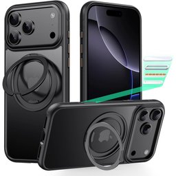 كفر آيفون 18 برو ماكس أكريليك ثلجي مع ماك سيف ومسند دوّار وميزة التحكم بالكاميرا iPhone 18 Pro Max Frosted Acrylic Case with MagSafe 360° Rotating