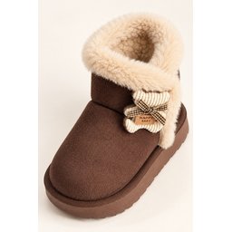 بوت أطفال شتوي Muggo TOFFE مبطن بالفرو مع فيونكة - بني Muggo TOFFE Girls' Winter Boots - Fur Lined with Bow Detail - Brown