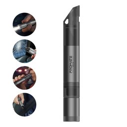 أداة طوارئ وإنقاذ للسيارة بروميت فيكسا 4 في 1 مع مطرقة زجاج وقاطع حزام وكشاف Promate Vexa 4-in-1 Compact Emergency Safety & Rescue Tool