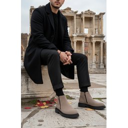 حذاء Muggo ASTRA رجالي شتوي كاجوال جلد طبيعي بسحاب مزدوج - رملي Muggo ASTRA Men's Genuine Leather Double Zipper Casual Winter Boots - Sand