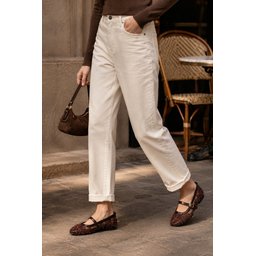 Muggo LACE حذاء باليه نسائي بني بتفاصيل شبكية وخرز - أنيق ومريح Muggo LACE Women's Mesh Detailed Beaded Strap Ballet Flats - Brown