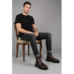 حذاء Muggo CHELSEY رجالي شتوي جلد طبيعي بسحاب مزدوج - بني Muggo CHELSEY Men's Genuine Leather Double Zipper Winter Boots - Brown