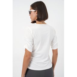 بلوزة ساندي نسائية بتفاصيل أزرار 992 - أبيض Women's Button Detail Sandy Blouse 992 - White