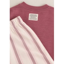 طقم مخطط موسمي للأطفال 2-10 سنوات - لون وردي مجفف Seasonal Striped Kids' Set 2-10 Years - Dried Rose