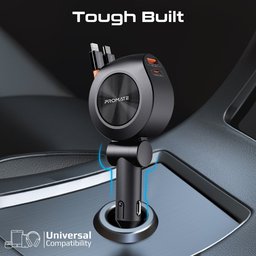 شاحن سيارة متعدد المنافذ بقوة 88 واط مزود بكابلين USB-C قابلين للسحب 88W multi-port car charger with two retractable USB-C cables