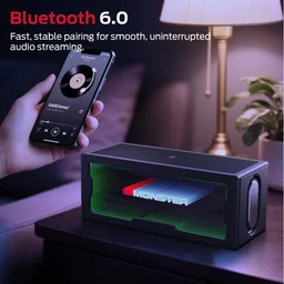 مكبر صوت مونستر S280 محمول بتقنية البلوتوث مع إضاءة LED وشحن لاسلكي – أسود Monster S280 Portable Bluetooth Speaker LED Lighting & Wireless Charging - Black
