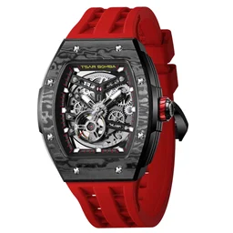 تسار بومبا Elemental TB8228CF – ساعة أوتوماتيك هيكلية بإطار ألياف الكربون TSAR BOMBA Elemental TB8228CF – Skeleton Automatic Watch with Carbon Fiber Bezel