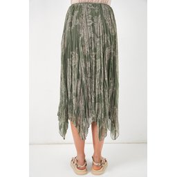 تنورة نسائية شيفون تُل غير متماثلة 8061 - لون Çağla Women's Asymmetrical Tulle Chiffon Skirt 8061 - Çağla Color