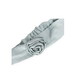 باندانا مطاطية من الموسلين بتصميم وردة - أخضر فاتح Muslin Rose Pattern Elastic Bandana - Light Green