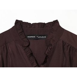 تونيك بني أنيق بلمسة حريرية وتفاصيل مكشكشة Long Tunic