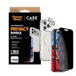 حزمة حماية فاخرة ثلاثية (3-في-1) بفلتر خصوصية للايفون 17 برو ماكس CARE by PanzerGlass® 3-in-1 Flagship Privacy Bundle iPhone 17 Pro Max