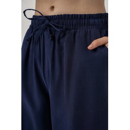 بنطلون نسائي بخصر عالٍ وأرجل واسعة 30097 - كحلي Women's High-Waist Wide-Leg Trousers 30097 - Navy Blue