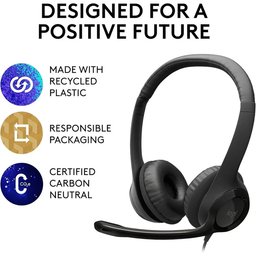 سماعة رأس لوجيتك Logitech H390 سلكية – أبيض Logitech H390 Headset - Wired - White
