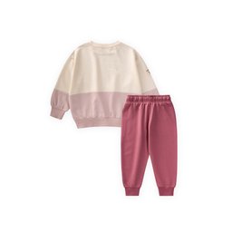 طقم سويت شيرت Garnili خفيف للأطفال 8-12 سنة - إيكرو وردي عتيق Garnili Sweatshirt Thin Seasonal Set for Kids 8-12 Years - Ecru Antique Pink