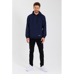 سويت شيرت رجالي بغطاء رأس وجيب كانجارو، مبطن بالقطن - كحلي Men's Cotton-Lined Hooded Sweatshirt with Kangaroo Pocket - Navy Blue