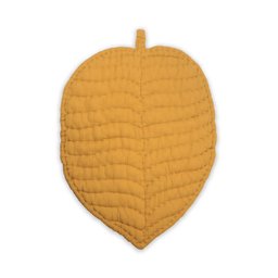مفرش لعب أطفال من الموسلين بتصميم ورقة شجر 105x80 سم - خردلي Muslin Leaf Baby Play Mat 105x80 cm - Mustard