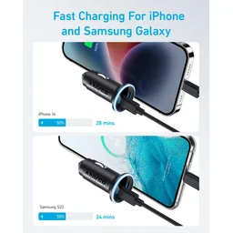 انكر - شاحن سيارة 323 بقوة شحن 52.5 واط - اسود Anker 323 Car Charger 52.5W Black