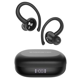- أسود سماعات مونستر N-Lite 216 رياضية لاسلكية بخطافات للأذن – أسود Monster N-Lite 216 Wireless Sports Earbuds with Ear Hooks – Black