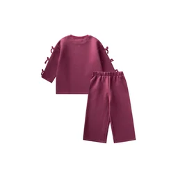 طقم سويت شيرت شتوي مبطن للأطفال 2-8 سنوات - فوشيا Kids' Brushed Fleece Sweatshirt Set 2-8 Years - Fuchsia