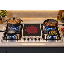 طباخ غاز وكهرباء بلت إن إمبليوم 5 عيون Embleme  Built-in Gas & Ceramic Hob