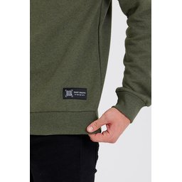 سويت شيرت رجالي بياقة دائرية وتفاصيل ملصق، مبطن بالقطن - كاكي Men's Crew Neck Cotton Lined Sweatshirt with Label Detail - Khaki