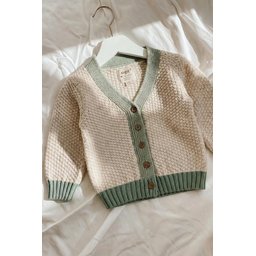 كارديجان تريكو بأزرار للأطفال 2-8 سنوات - أخضر طبيعي Knitted Buttoned Cardigan for Kids 2-8 Years - Natural Green
