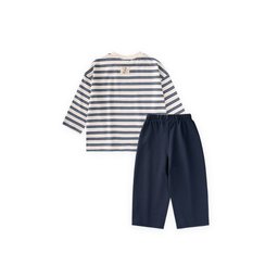 طقم بنطال ولادي واسع بقصة مريحة للمواسم 2-7 سنوات - كحلي مخطط Boys' Seasonal Wide-Cut Trousers Set 2-7 Years - Navy Striped