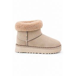 حذاء Muggo NELİS نسائي شتوي يومي مبطن بالفرو - بيج Muggo NELİS Women's Casual Winter Ankle Boot - Beige