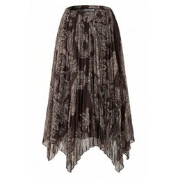تنورة نسائية شيفون تُل غير متماثلة 8061 - بني Women's Asymmetrical Tulle Chiffon Skirt 8061 - Brown
