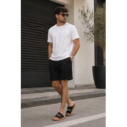 Muggo AUGUSTA شبشب رجالي يومي أسود قابل للتعديل بإبزيم مزدوج Muggo AUGUSTA Men's Adjustable Double Buckle Casual Slippers - Black