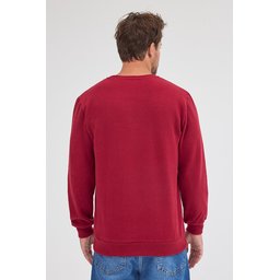 سويتشيرت رجالي أساسي بقصة عادية وياقة دائرية من القطن المخلوط - عنابي Men's Burgundy Standard Fit Cotton Blend Basic Crew Neck Sweatshirt
