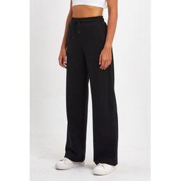 بنطلون رياضي نسائي فضفاض مريح بخصر مرن وجيوب جانبية - أسود-رمادي (عبوة من 2) Women's Loose Fit Wide Leg Tracksuit Bottoms with Side Pockets - Black-Anthracite (2-Pack)