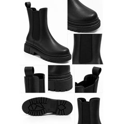 حذاء تشيلسي نسائي Muggo LUNERA بكعب سميك وجوانب مطاطية - أسود Muggo LUNERA Women's Chunky Sole Chelsea Boots with Elastic Sides - Black