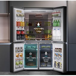 ثلاجة هايسنس 27 قدم (728 لتر) بأربعة أبواب مع محرك Inverter وتقنية Total No Frost Hisense 27ft (728L) Four-Door Refrigerator with Inverter Compressor and Total No Frost