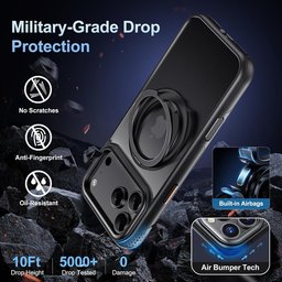 كفر آيفون 18 برو ماكس أكريليك ثلجي مع ماك سيف ومسند دوّار وميزة التحكم بالكاميرا iPhone 18 Pro Max Frosted Acrylic Case with MagSafe 360° Rotating