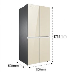 ثلاجة 4 أبواب نظام تبريد مباشر - تصميم زجاج ذهبي شمباني Shownic 4 Doors Refrigerator – Gold