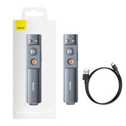 ريموت بريزنتر لاسلكي بيسوس أورانج دوت مع ليزر أحمر ومستقبل مزدوج Baseus Rechargeable Orange Dot Wireless Presenter with Red Laser