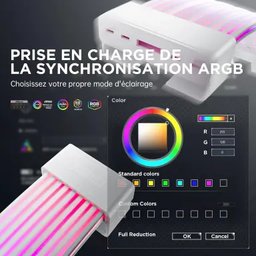 غطاء كيبل الطاقة آسيا هورس Aurora ARGB بمنفذ 24-Pin مع إضاءة RGB ووحدة تحكم وريموت – أبيض AsiaHorse Aurora 24Pin ARGB PSU Cover - WHITE (Controller + Remote)