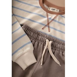 طقم سويت شيرت مخطط للأطفال 2-8 سنوات - أزرق مخطط Striped Sweatshirt Set for Kids 2-8 Years - Blue Striped
