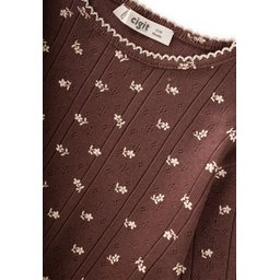 طقم بيجامة أطفال بناتي بنقشة زهور بني (1-8 سنوات) Kids' Floral Pajama Set for Girls, Brown (1-8 Years)