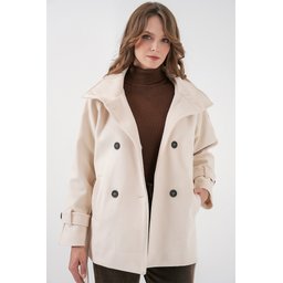 معطف نسائي كاشيه بحزام 9162 - لون إكرو Women's Belted Cachet Coat 9162 - Ecru