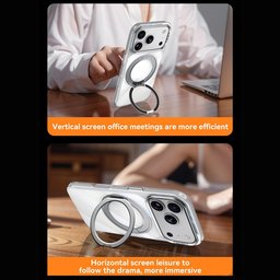 كفر آيفون 18 برو ماكس شفاف كريستالي مع ماك سيف ومسند دوّار iPhone 18 Pro Max SULADA Clear MagSafe 360° Rotating Case