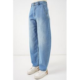 6689 بنطلون جينز باغي نسائي بخصر عالٍ - أزرق فاتح 6689 Women's High-Waist Baggy Jeans - Light Blue
