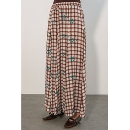 تنورة نسائية طويلة بنقشة مربعات 8065 - لون توبا Women's Long Skirt with Square Pattern 8065 - Taba