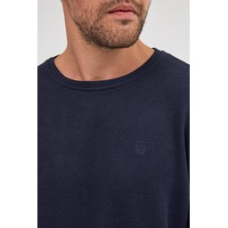 سويت شيرت رجالي كحلي بياقة دائرية بقصة عادية من القطن Men's Navy Standard Fit Cotton Basic Crew Neck Sweatshirt