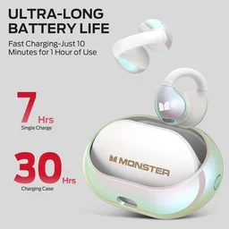 سماعات مونستر AC600 اللاسلكية بتصميم مفتوح ومشبك للأذن – أبيض Monster Open Ear AC600 Clip-On Wireless Earbuds - White