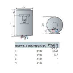 سخان مياه أريستون  سعة 100 لتر عامودي Ariston  100L Vertical Water Heater