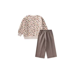 طقم سويت شيرت بيج بنقشة للأطفال 2-8 سنوات Patterned Sweatshirt Set for Kids 2-8 Years - Beige